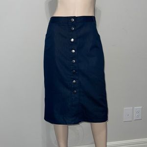 Denim Button-Front Midi Skirt 10